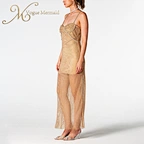 long style rhinestone see through dress